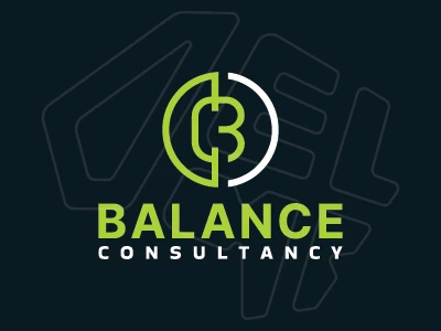 Logotipo personalizado para la empresa "Balance", con una letra "B" estilizada dentro de un círculo. El diseño utiliza colores verde y blanco para transmitir una sensación de equilibrio y armonía.