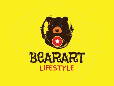 An abstract logo featuring a brown bear combined with a red star.