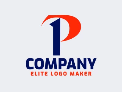 Create a vectorized logo showcasing a contemporary design of the number "1" combined with the letter "P" and a simple style.