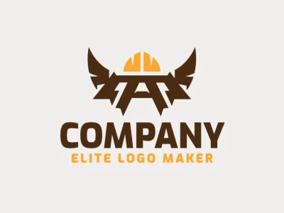 Logo Template for sale in the shape of a letter "A" combined with a helmet, the colors used was brown and yellow.