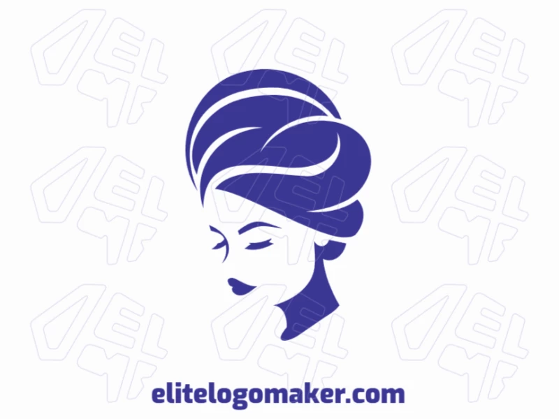 An illustrative woman's face logo, featuring elegant details, fully editable and suitable for various designs.