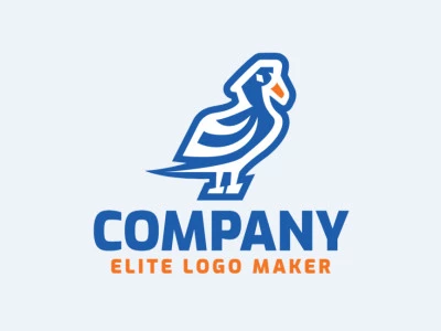 Animal logo in the shape of an albatross composed of abstracts shapes with blue, white, and yellow colors.