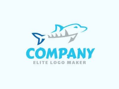 Abstract logo in the shape of a dolphin with blue and gray colors, this logo is ideal for various types of business.