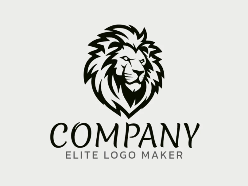 Simple logo composed of abstract shapes forming an African lion with the color black.