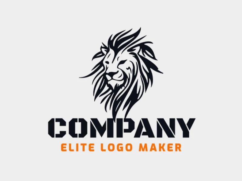 Vector logo in the shape of an african lion with abstract style and black color.