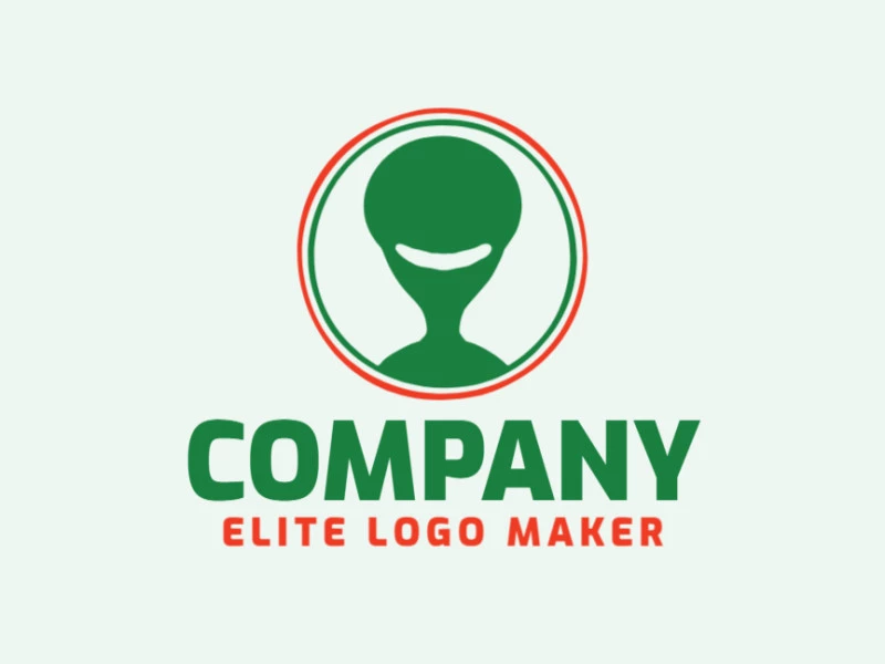 Logo with creative design, forming an alien with abstract style and customizable colors.