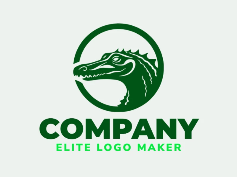 A circular logo featuring a green alligator, symbolizing power, protection and strength.