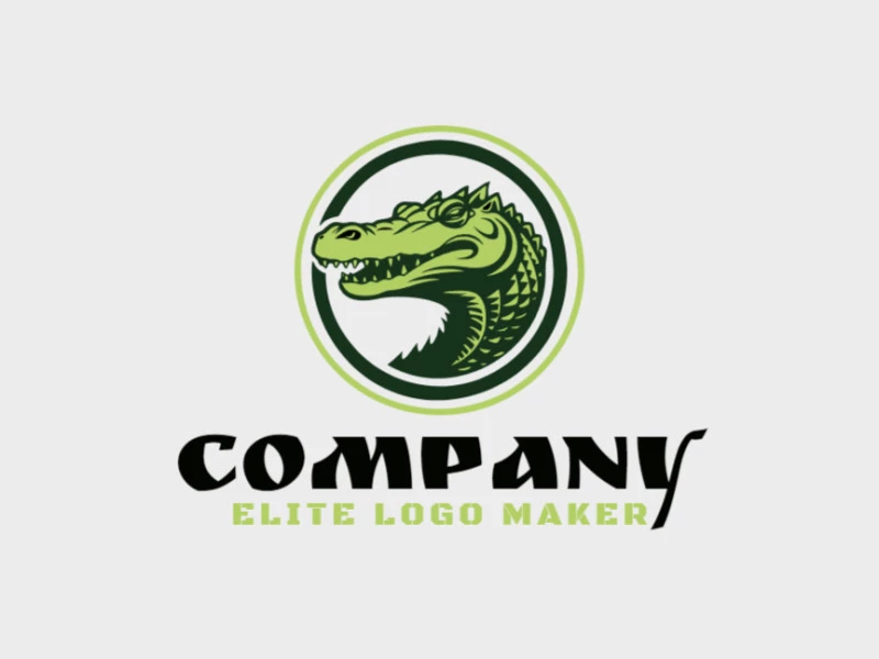 A sleek circular logo featuring an alligator, capturing the essence of strength and resilience in shades of green.