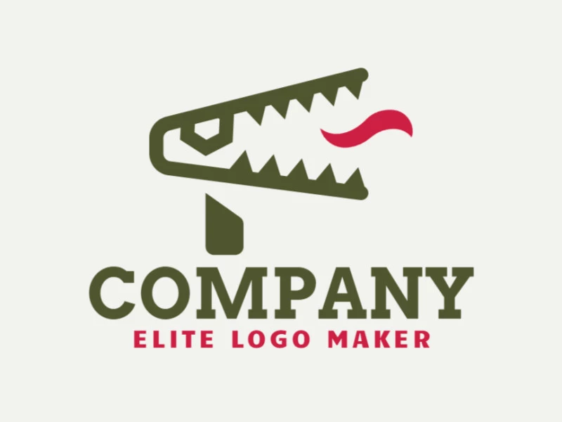 Animal logo design in the shape of an alligator head combined with a megaphone with red and green colors.