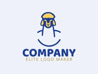 Logo template for sale in the shape of an alpaca, the colors used were dark blue and dark yellow.