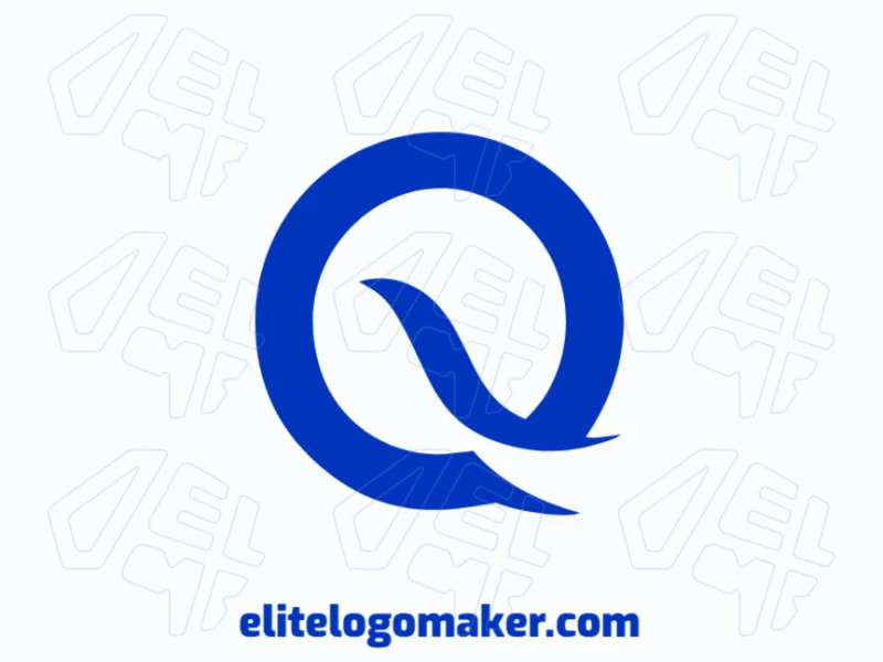Alphabetical Letter "Q" With The Color Blue: Distinct Logo And 100% Editable A beautiful design featuring the alphabetical letter 'Q' in blue, styled with an initial letter appearance.