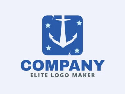 Customizable logo in the shape of an anchor with an simple style, the color used was blue.