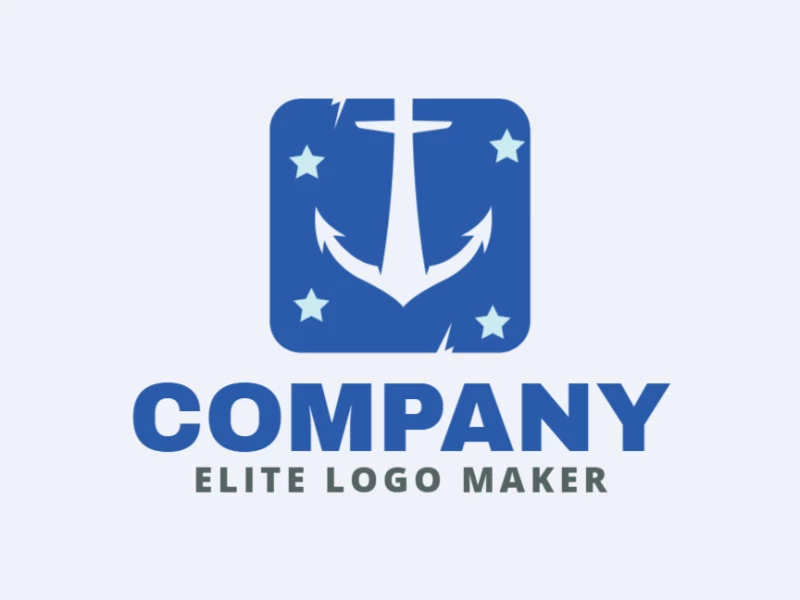 Customizable logo in the shape of an anchor with an simple style, the color used was blue.