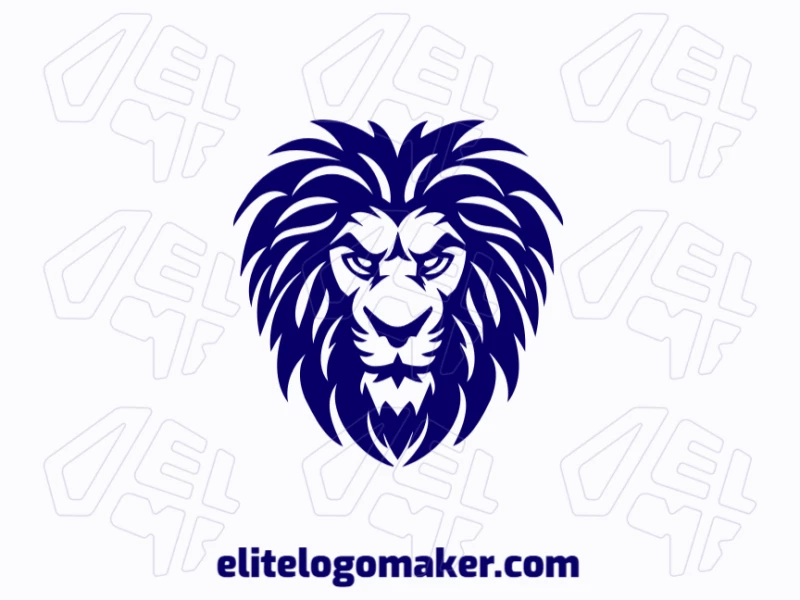 Dynamic and elegant animal logo featuring an intense blue lion symbolizing strength and power.