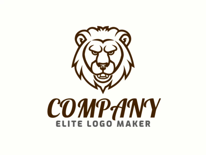 Vector abstract logo design featuring an angry brown lion head, delivering a bold and powerful visual impact with a unique artistic style.