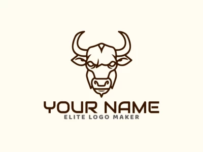 A symmetric logo featuring an angry bull head, offering a strong and dynamic representation with bold lines and a fierce, powerful design.