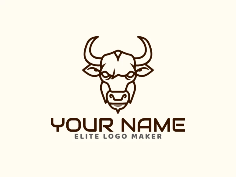 A symmetric logo featuring an angry bull head, offering a strong and dynamic representation with bold lines and a fierce, powerful design.