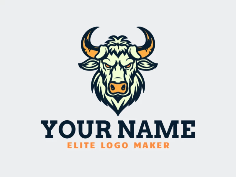 A customizable minimalist logo featuring an angry bull, using clean lines to create a bold and different design.