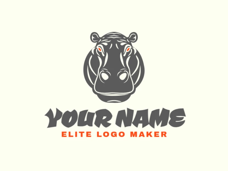 An elegant symmetric logo featuring the head of an angry hippo, designed to create a striking and bold visual impression with a unique, powerful look.