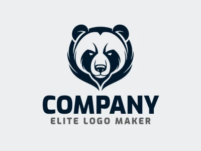 An energetic mascot logo featuring a fierce, angry panda bear, exuding power and strength, with a bold palette dominated by dark blue tones.