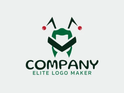 Vector logo in the shape of an ant combined with an arrow with a simple design with green and red colors.