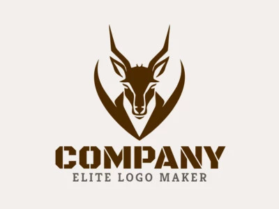 Logo with creative design, forming an antelope with animal style and customizable colors.