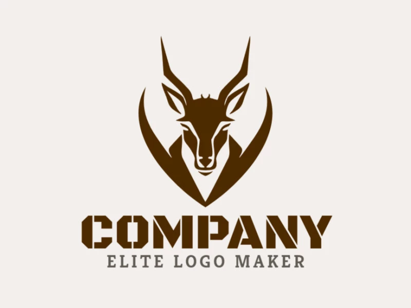 Logo with creative design, forming an antelope with animal style and customizable colors.