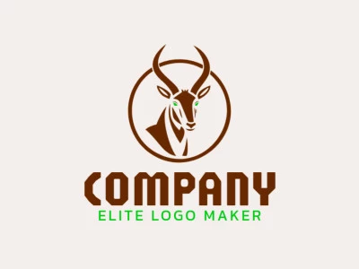 Logo template for sale in the shape of an antelope, the color used was dark brown.