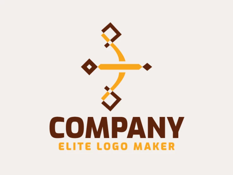 Simple logo composed of abstract shapes and rectangles forming archery with yellow and brown colors.