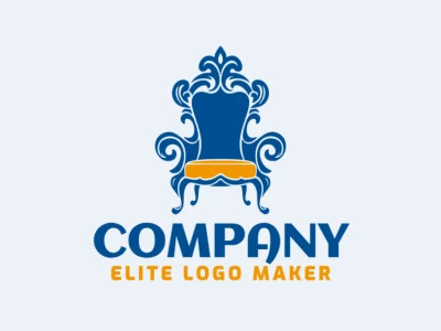 Adaptable logo in the shape of an armchair with an ornamental style, the colors used were orange and dark blue.