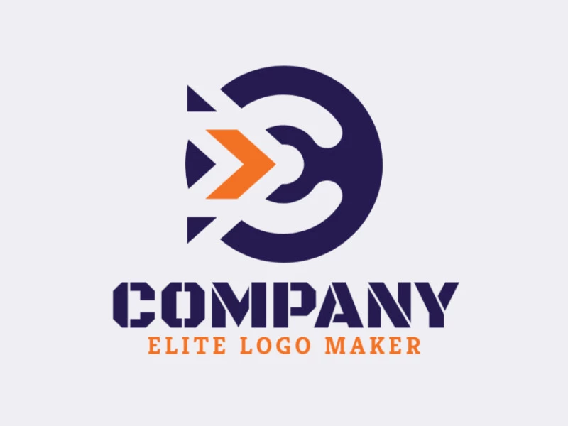 Abstract logo in the shape of an arrow combined with a weight plate, with creative design.