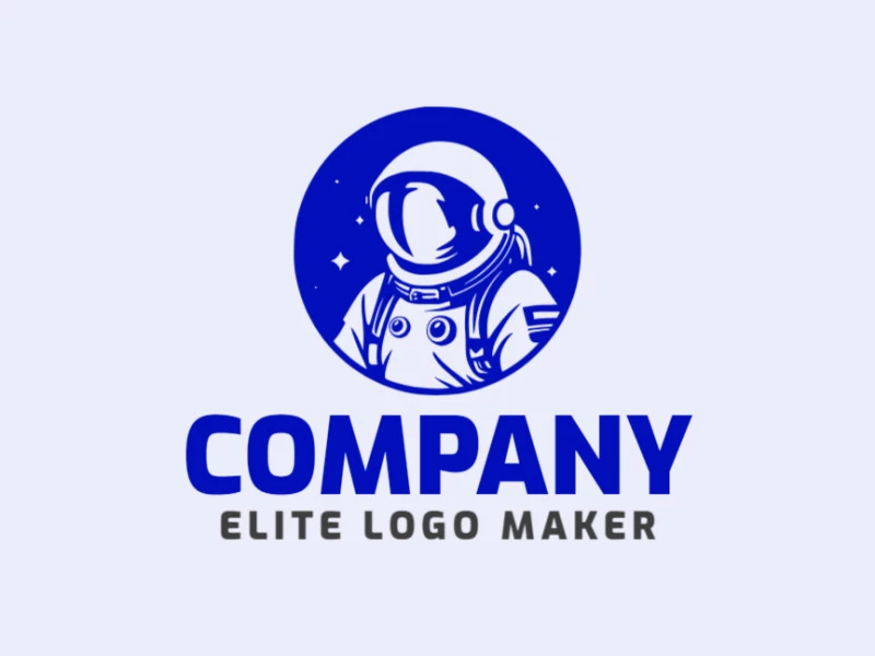 Logo with creative design, forming an astronaut with illustrative style and customizable colors.