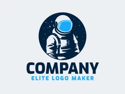 An illustrative logo featuring an astronaut in shades of blue and dark blue.