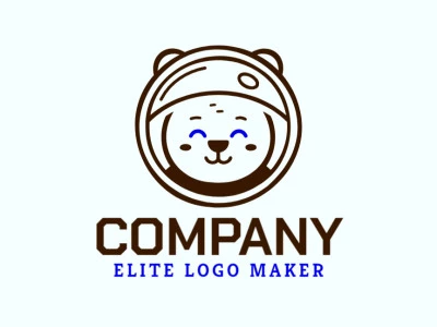 An abstract logo depicting an astronaut bear, with blue and brown hues, suitable for creative designs that blend imagination and uniqueness.