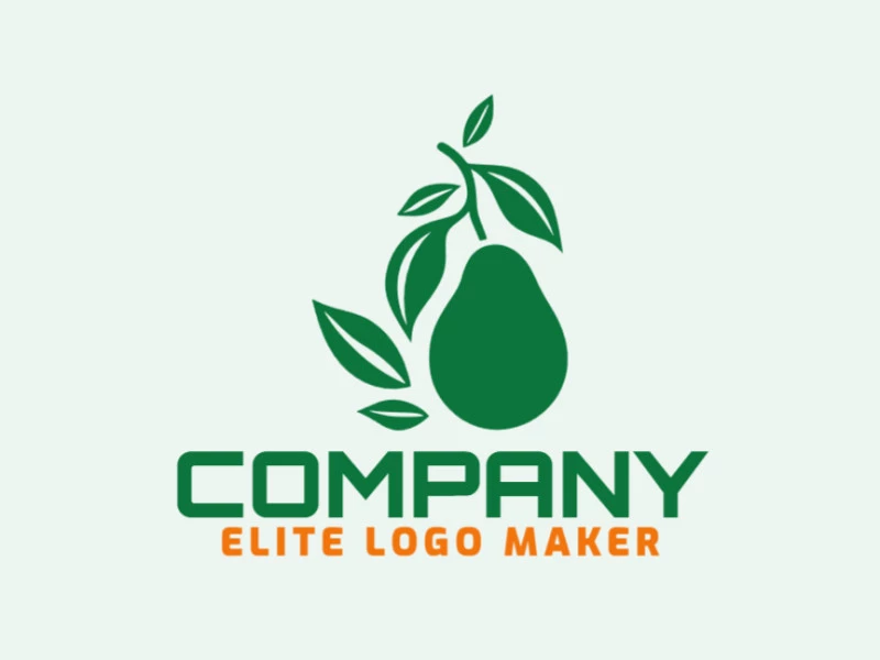 Memorable logo in the shape of an avocado combined with leaves with minimalist style, and customizable colors.