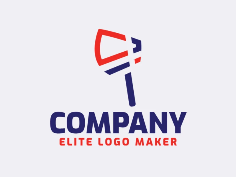 Simple logo composed of abstract shapes forming an ax with blue and orange colors.