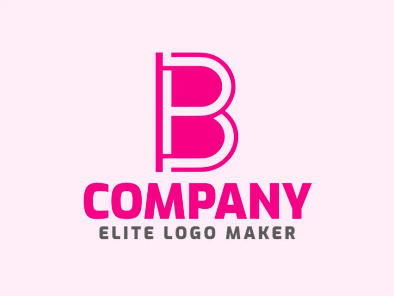 A minimalist 'B' logo design, exuding simplicity and charm in a soft pink palette.