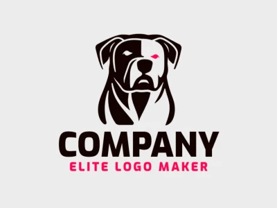 This abstract logo features a menacing-looking dog in shades of red and black. The style is bold and eye-catching, with a strong emphasis on negative space.