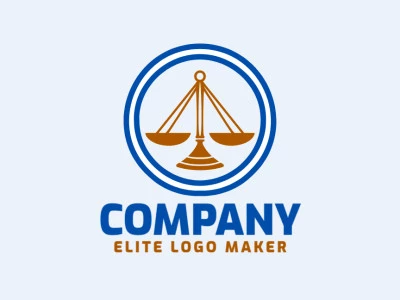 Logo template for sale in the shape of a balance, the colors used was blue and dark yellow.