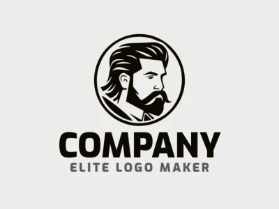 Template logo in the shape of a barber with minimalist design and black color.