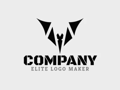 Logo Template in the shape of a bat, with abstract design and black color.