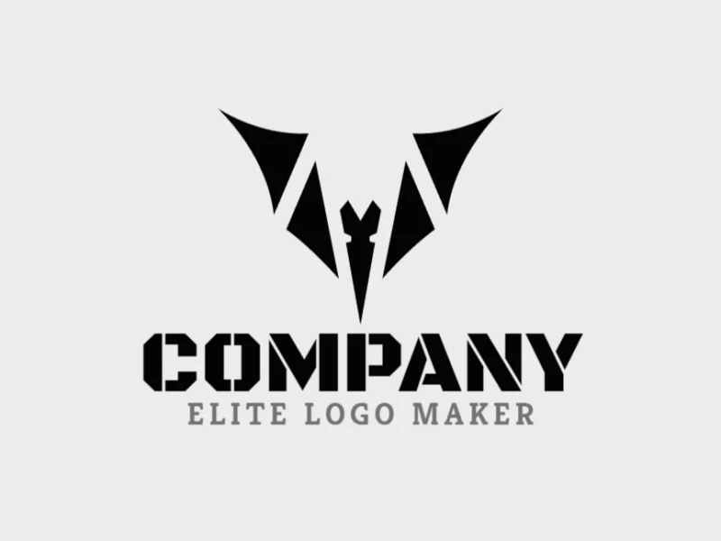 Logo Template in the shape of a bat, with abstract design and black color.