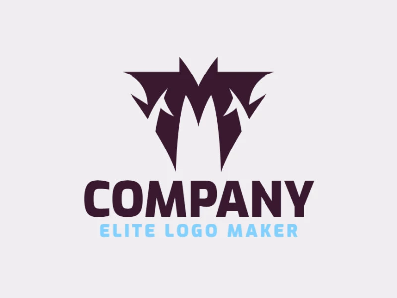 Logo in the shape of a bat combined with a letter "M", with black color, this logo is ideal for different business areas.