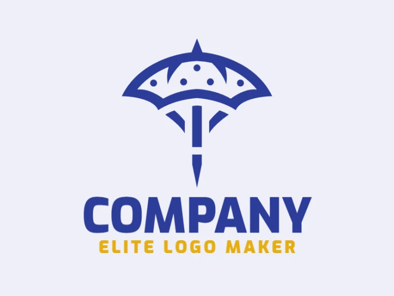 Animal logo with the shape of a Batoidea combined with an umbrella with abstract style and blue colors.