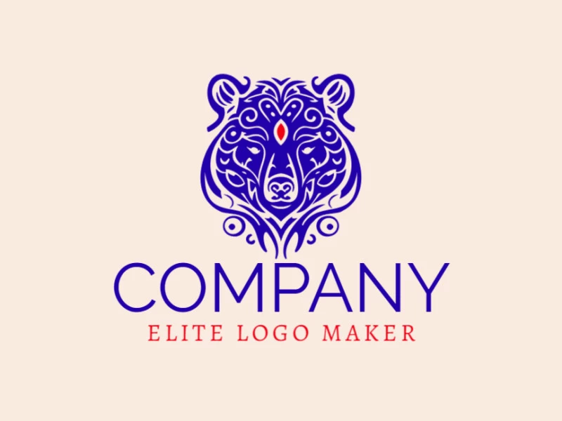 The ornamental logo features a majestic bear as its sole element. The deep blue and bold red colors complete the design, making it stand out and unforgettable.