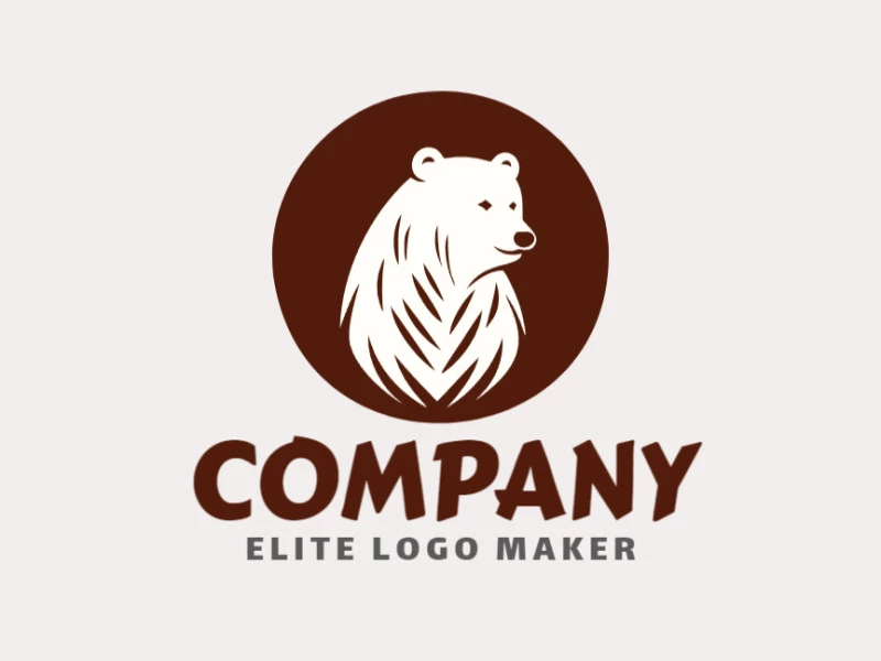 Simple logo with solid shapes forming a bear with a refined design with beige and dark brown colors.