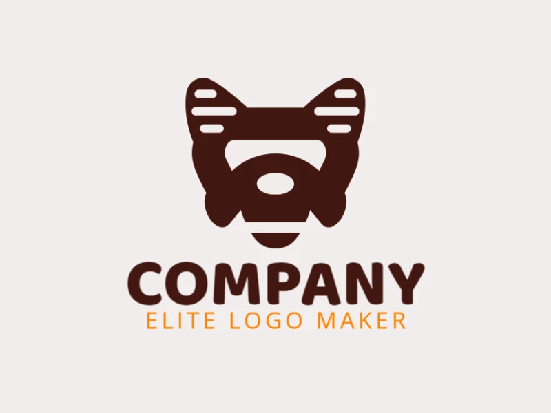 Create your own logo in the shape of a bear, with minimalist style and brown color.