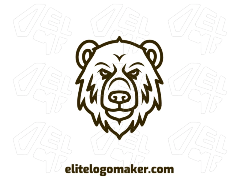 Bear's Head With A Fierce Look Simple Logo Creator A beautiful logo design featuring a bear's head with a fierce look, presented in an initial letter style for a bold and striking appearance.