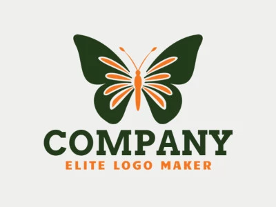 Create your online logo in the shape of a beautiful butterfly with customizable colors and minimalist style.