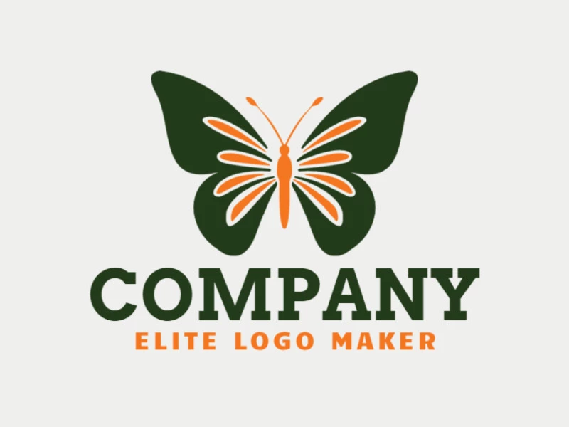 Create your online logo in the shape of a beautiful butterfly with customizable colors and minimalist style.